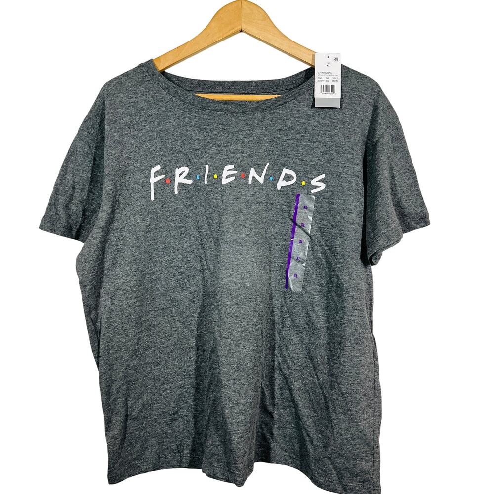NEW! Friends Merch Scoop Neck Tee Short Sleeve Gray - XL